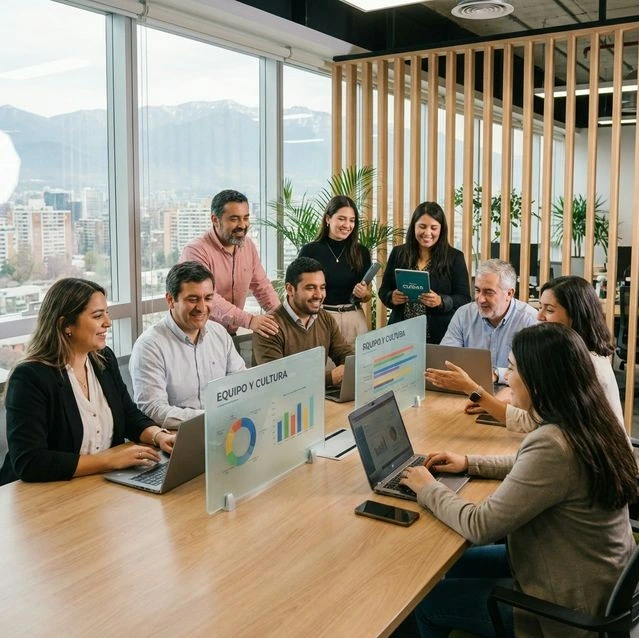 Colaboradores en sesión de trabajo colaborativo